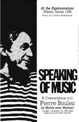 Speaking of Music with Pierre Boulez (Program guide)