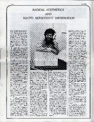 Radical Aesthetics and Sound Sensitivity Information (1973)
