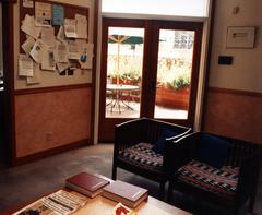 Empty reception area, KPFA office, Berkeley CA, 1992