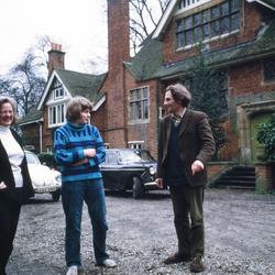 Full Length portrait of Henri, Brigitte and Jean Chopin outside their home in Ingatestone (1972)