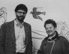 Half length portrait of Charles Amirkhanian with Peggy Glanville-Hicks in Australia, 1986