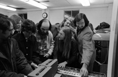 Tom Zahuranec and others, at a KPFA Radio Event, Mills College, Oakland CA, 1971
