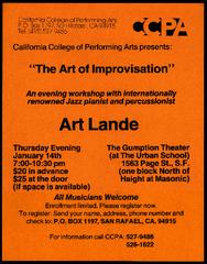 CCPA Presents: The Art of Improvisation with Art Lande