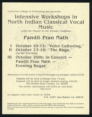 CCPA Presents: Intensive Workshops in North Indian Classical Vocal Music (1984, 2)