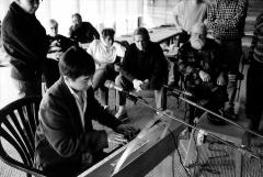 Takashi Harada playing the Ondes Martenot for some of the featured OM 8 composers, Woodside (cropped image)