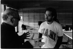 Michael Nyman and Daniel Bernard Roumain in conversation, half length portrait, Woodside, CA, ver. 2 (2005)