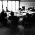 OM 11 participants seated around a table during private discussions at the Djerassi Resident Artists Program, Woodside, CA (2005)