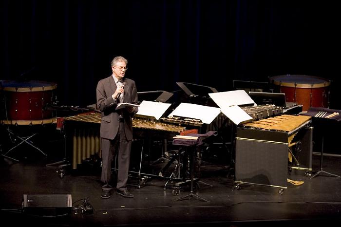 Charles Amirkhanian, standing on stage, during OM 11 ver. 01, San Francisco CA (2005)