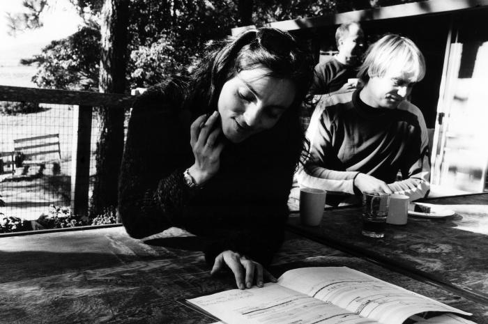 Maja Ratkje, Frode Haltli, and Ronald Bruce Smith, during a meal break at the Djerassi Resident Artists Program, 2006