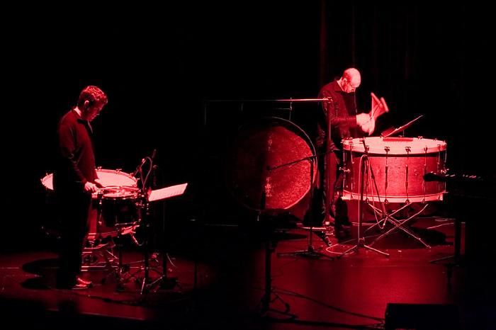 Douglas Perkins and Jason Treuting of So Percussion performing on stage, during OM 11 ver. 02