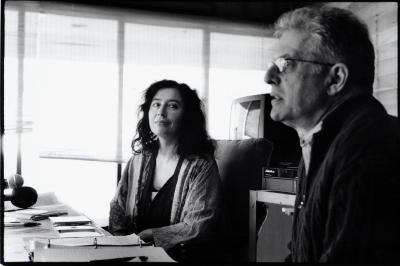 Elena Kats-Chernin and Charles Amirkhanian during a discussion at the Djerassi Resident Artists Program, Woodside, CA, 2008