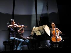 The piano trio ensemble, Trio con Brio Copenhagen, rehearsing for OM 14, ver. 1, San Francisco CA, (2009)