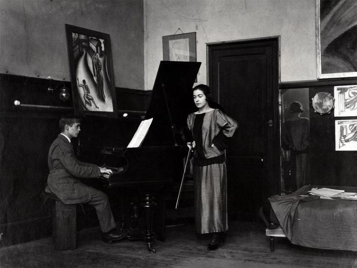 A young George Antheil at the piano, accompanied by Olga Rudge on violin (undated)