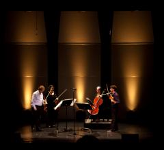 Quatuor Bozzini, full length portrait, performing at OM 15, San Francisco CA., (2010)