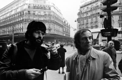 Charles Amirkhanian points something out to Bernard Heidsieck while on the streets of Paris, 1973