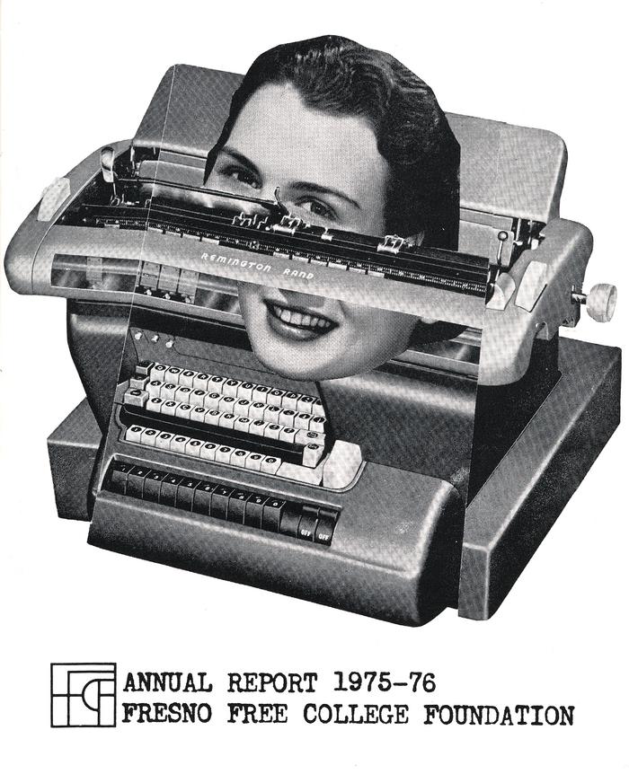 Cover art by Carol Law (typewriter lady), Fresno Free College Foundation