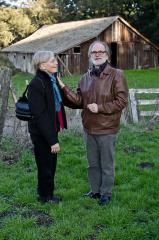 Janice Giteck and Trimpin on the grounds of the Djerassi Resident Artists Program, Woodside CA (2011)