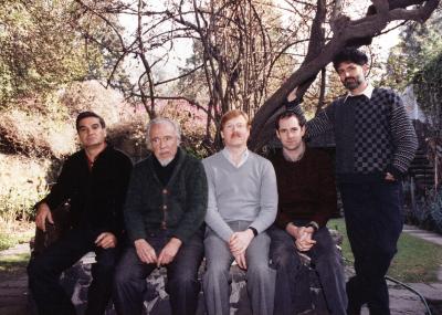 Octavio Santibañez, Conlon Nancarrow, Robert Shumaker, Henry Kaiser, and Charles Amirkhanian in Mexico City, 1988