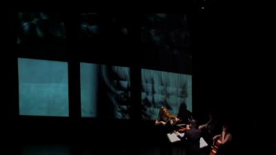 The Del Sol String Quartet performing Ken Ueno's "Peradam" with live video projections, OM 17