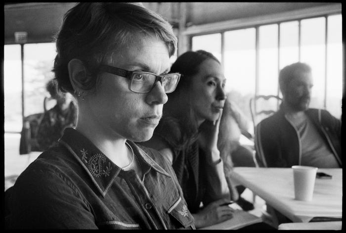 Head and shoulders portrait of Paula Matthusen and Dohee Lee at the Djerassi Resident Artists Program, Woodside CA (2013)