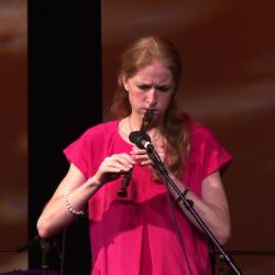 Recorder player Bolette Roed of Trio Gáman, performing during OM 18, San Francisco CA (2013)