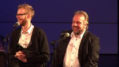 Andreas Borregaard and Sunleif Rasmussen seated onstage during the first panel discussion of OM 18, San Francisco CA (2013)