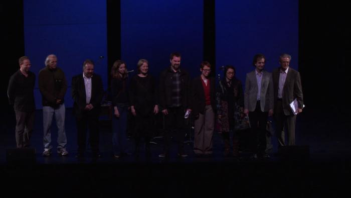 Featured artists lineup onstage at the start of the 18th Other Minds Festival, San Francisco CA (2013)
