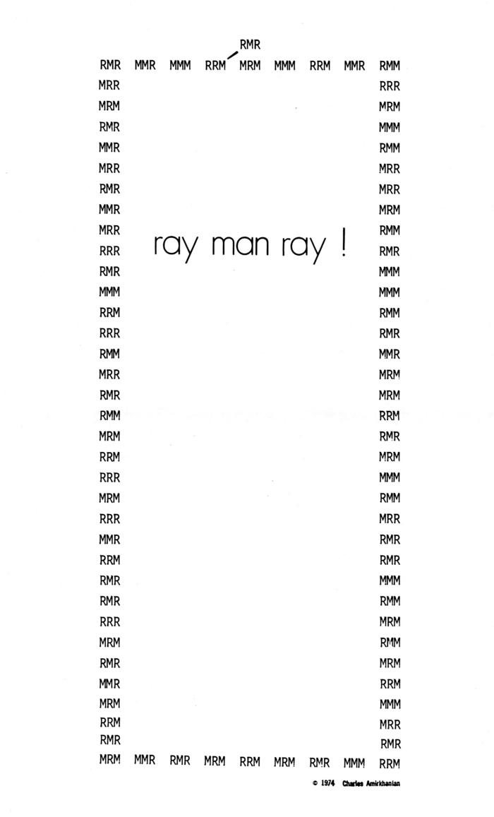 ray man ray! title, surrounded by three letter combinations