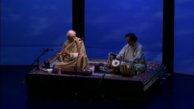 G.S. Sachdev and Swapan Chaudhuri in performance during the first concert of OM 18