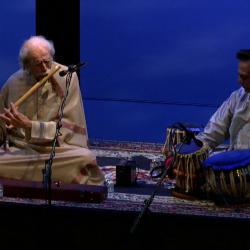 G.S. Sachdev and Swapan Chaudhuri in performance during the first concert of OM 18, vs. 2, San Francisco CA (2013)