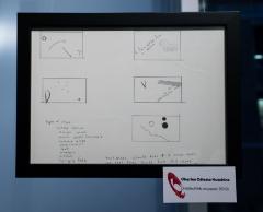 A untitled graphic score by Charles Céleste Hutchins exhibited during OM 19 (2014)
