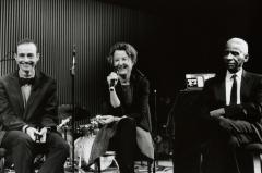 Charles Céleste Hutchins, Myra Melford, and Roscoe Mitchell, during a panel discussion prior to the second concert for OM 19