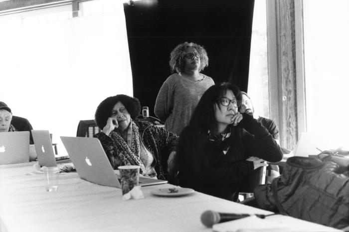 OM 20 composers look on during discussions at the Djerassi Resident Artists Program, Woodside CA (2015)