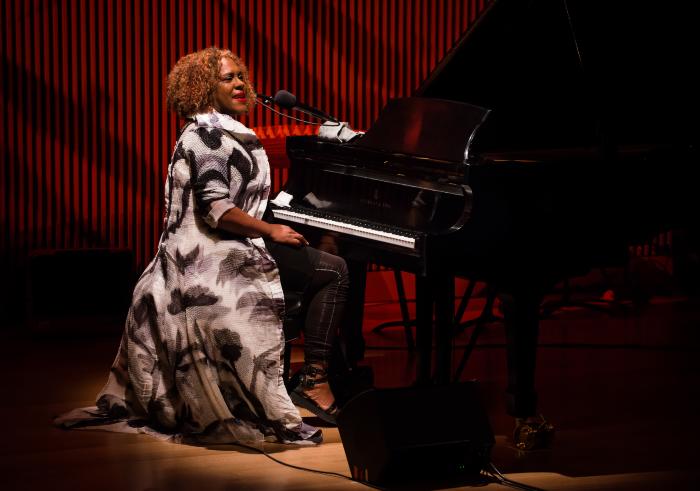 Errollyn Wallen at the piano, before performing during OM 20, San Francisco CA (2015)