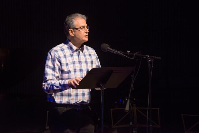 Charles Amirkhanian performing during the second concert of OM 20, vs. 2, San Francisco CA (2015)