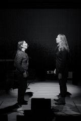 Meredith Monk and Katie Geissinger rehearsing prior to the final concert of OM 21, San Francisco CA (2016)