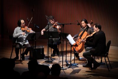 Flux Quartet performing during the first concert of OM 21, San Francisco CA (2016)