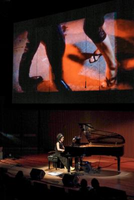 Eve Egoyan performing Nicole Lizées “David Lynch Études” during OM 21, San Francisco CA (2016)