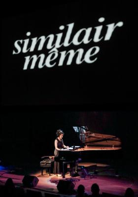 Eve Egoyan performing John Oswald’s "Homonymy" with projections above, San Francisco CA (2016)