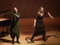 Allison Sniffin and Katie Geissinger of the Meredith Monk Vocal Ensemble performing during OM 21, San Francisco CA (2016)