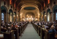 Interior view of the Mission Dolores Basilica from the aisle, during OM 22, San Francisco CA (May 20, 2017)