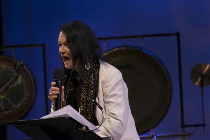 Anne Waldman performing poetic works during OM 23, San Francisco CA (April 9, 2018)