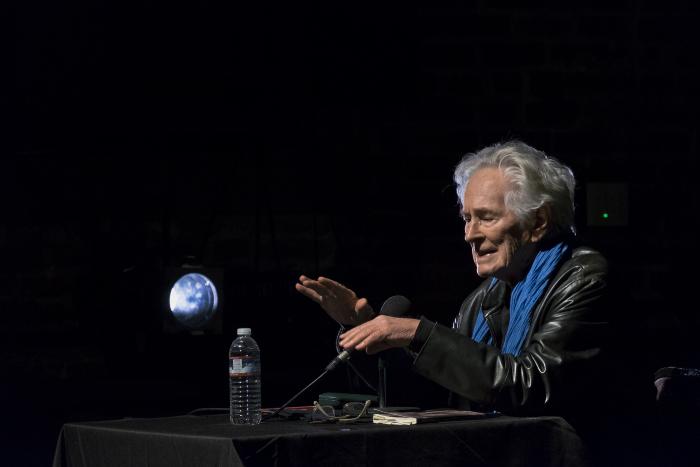 Michael McClure during a reading at OM 23, San Francisco CA (April 9, 2018)