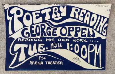 Poster for a poetry reading by George Oppen at Fresno State College (May, 1967)
