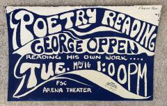 Poster for a poetry reading by George Oppen at Fresno State College (May, 1967)