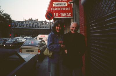 Carol law, arm in arm with Ivan Wyschnegradsky, on a street in Paris (1976)