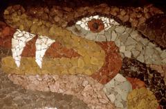 Detail of an eagle head, from a mosaic by Juan O’Gorman, Mexico City