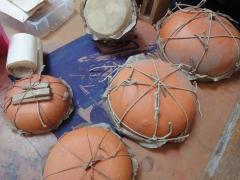 A group of ceramic drums originally used by Conlon Nancarrow, 2012