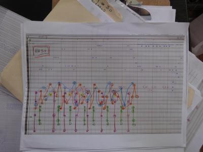 Trimpin's sketch of voices for Conlon Nancarrow's Study No. 30, vs. 2, Seattle (2012)