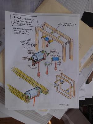 Sketch III by Trimpin for framework design in the Nancarrow Percussion Orchestra, 2012